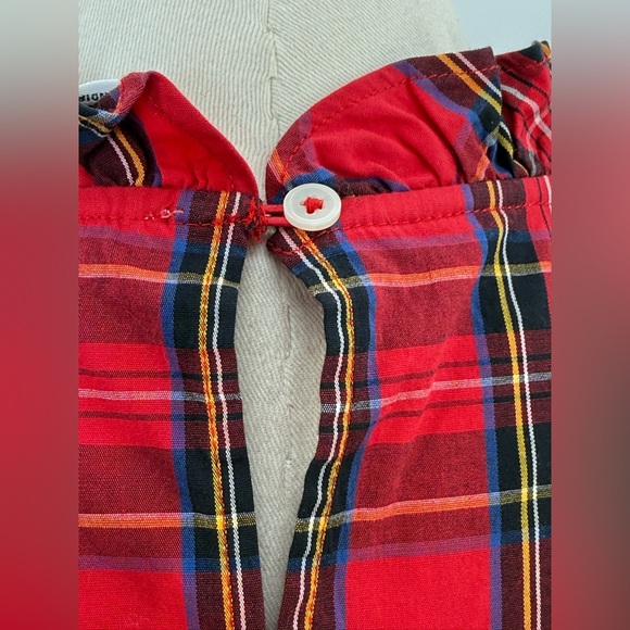 J.Crew Red Plaid Ruffle Neck Blouse Long Sleeve Vintage-Inspired Holiday Top XS - Picture 7 of 12